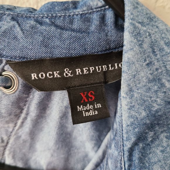Rock & Republic Sleeveless Denim Blouse Women's Size XS - Picture 5 of 9
